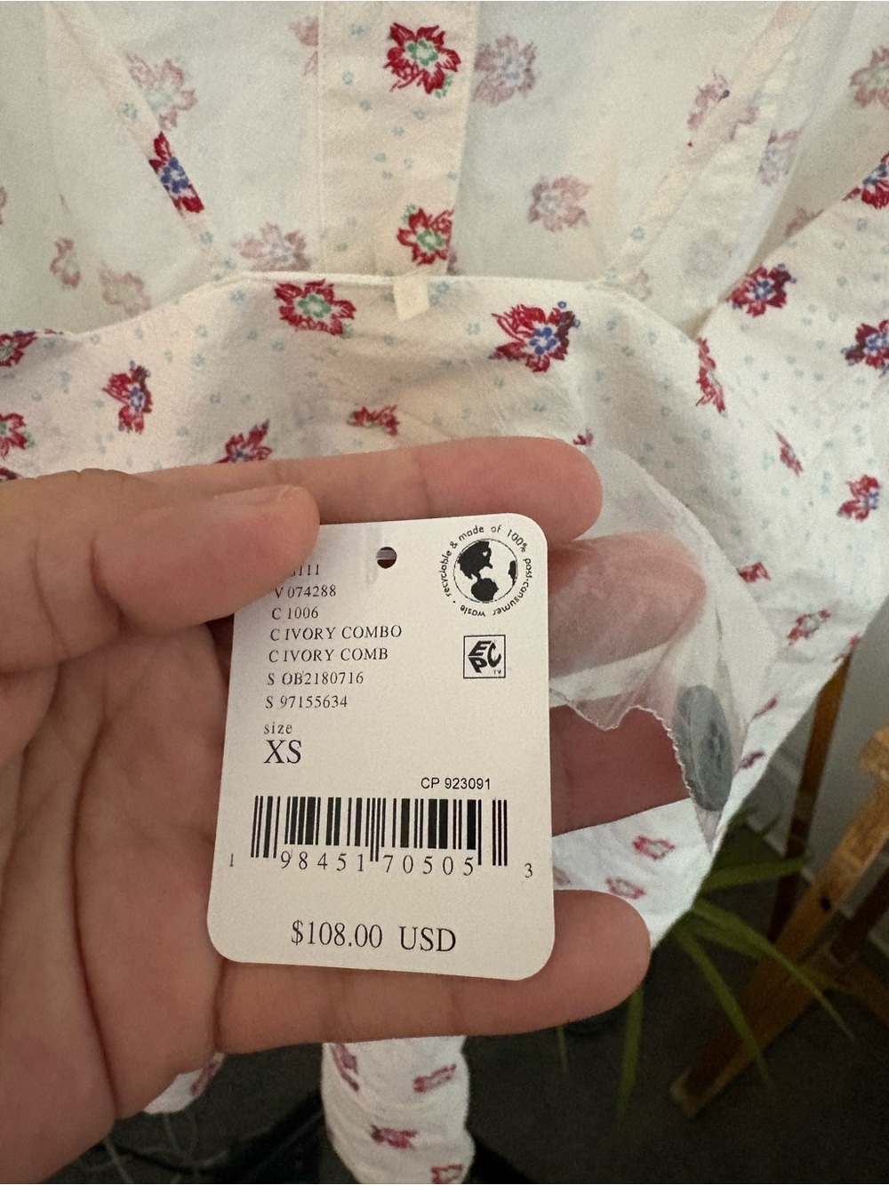 NWT FREE PEOPLE Maddie Printed Tunic | Ivory Combo MSRP $108 Oversized - Picture 9 of 9